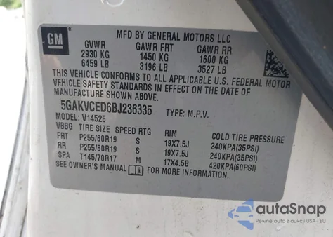 2011 Buick Enclave 2Xl from USA, damaged, VIN 5GAKVCED6BJ236335